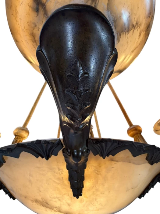 French Art Deco Alabaster Chandelier, 1930s